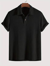 Men's Coat Lapel Rhombus Knit Casual Loose Short Sleeve Shirt
